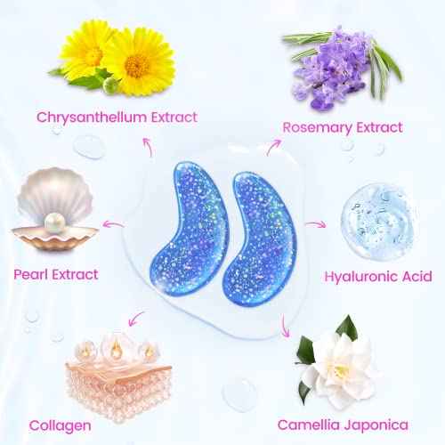 Under Eye Patches (24 Pairs) - Eye Gel Pads for Wrinkles, Puffy Eyes, Dark Circles, Eye Bags, Natural Collagen Eye Gels Pads, Under Eye Mask Patches for Refreshing, Revitalizing