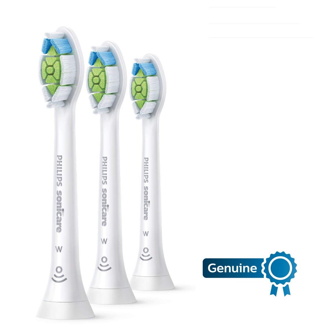 Philips Sonicare W DiamondClean - Genuine Replacement Electric Toothbrush Heads, White, 3 Pack, HX6063/65