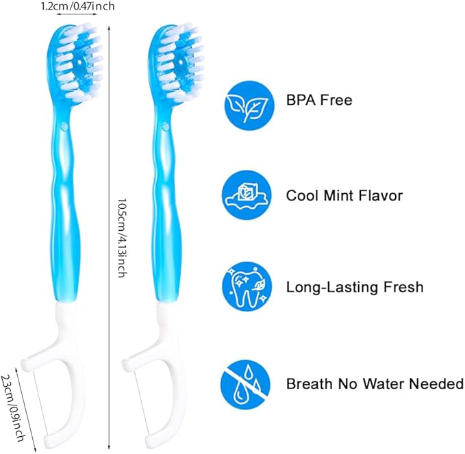 Toothbrushes Travel 14 Count Disposable Toothbrush Individually Wrapped Portable Oral Care Set 5 in 1 Pre-Pasted Mini Brush Floss Pick Tongue Scraper for Camping Hiking School