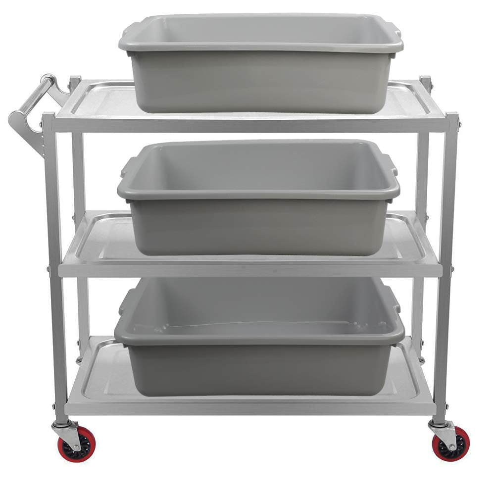 Ggbin Plastic Dish Tubs, Commercial Bus Box/Wash Basin Tote Box, 3-Pack(Grey, 13L)