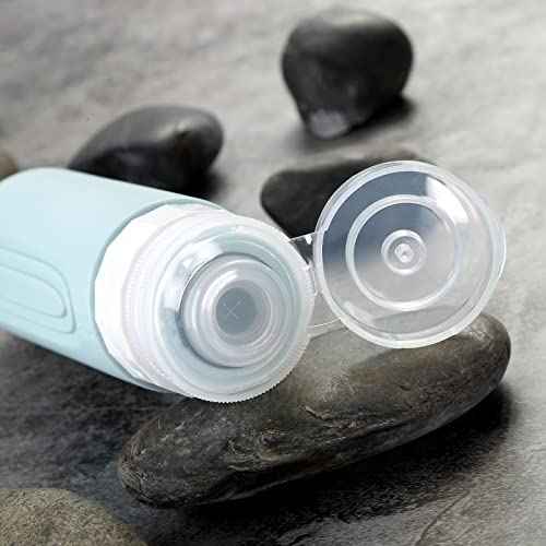 Travel Bottles for Toiletries, Tsa Approved 3oz Travel Size Containers BPA Free Leak Proof Refillable Liquid Silicone Squeezable Travel Accessories for Shampoo Conditioner Lotion (4 Pack)