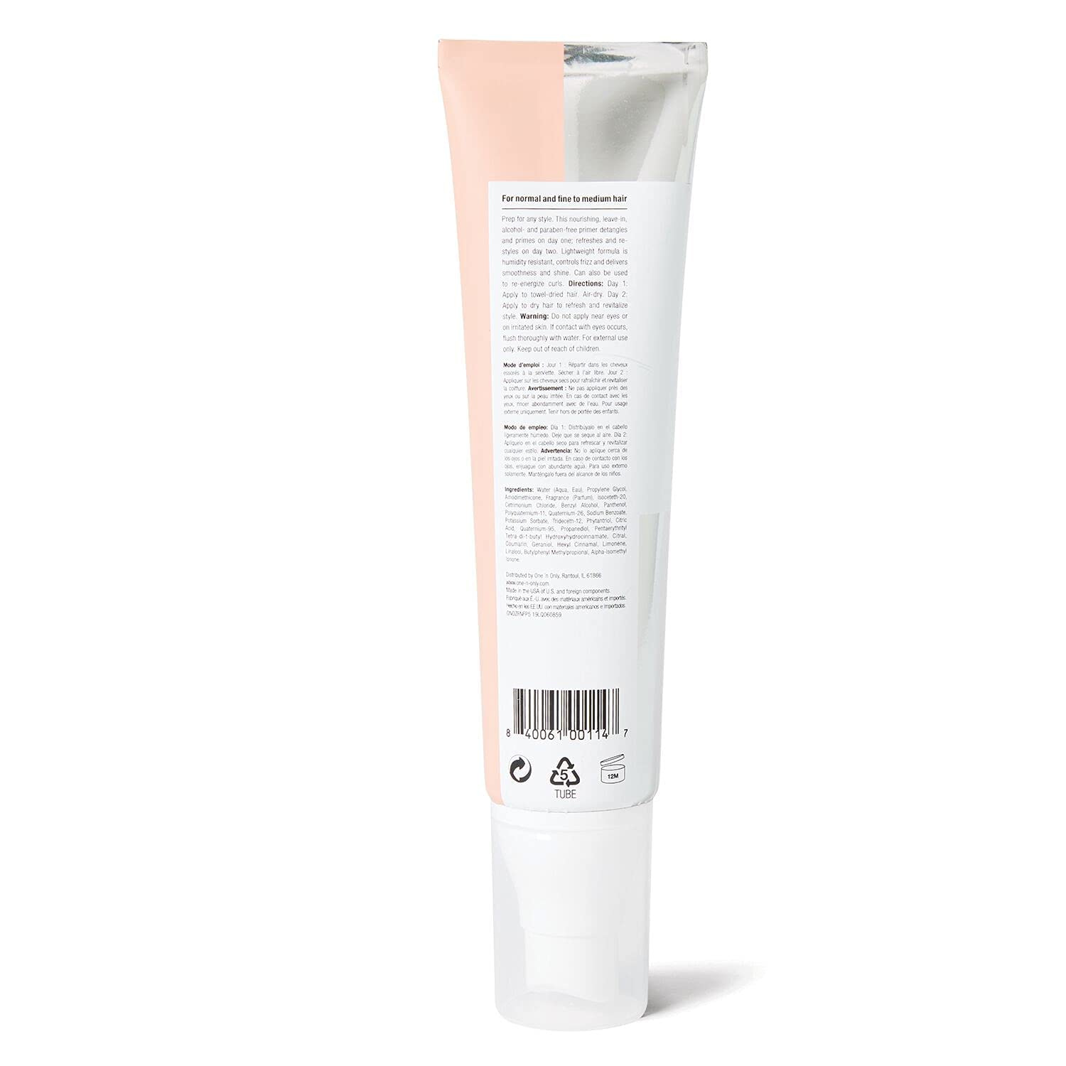 One 'N Only Zero Fuss Fine to Medium Hair Primer, Leave-in Spray, Detangles and Smooths, Weightlessly Conditions, Humidity Resistant, Tames Frizz, No Heat Required, 5 Fl. Oz