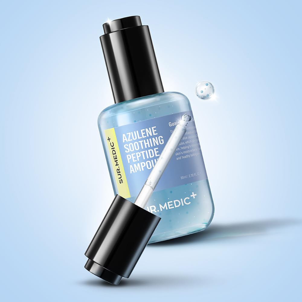 SURMEDIC AZULENE Moisturizing Soothing Ampoule, Hydrating Calming Relief Facial Serum for Dry Face, Sensitive Skin, Barrier Repair, Korean Skin Care 80ml, 2.7 oz