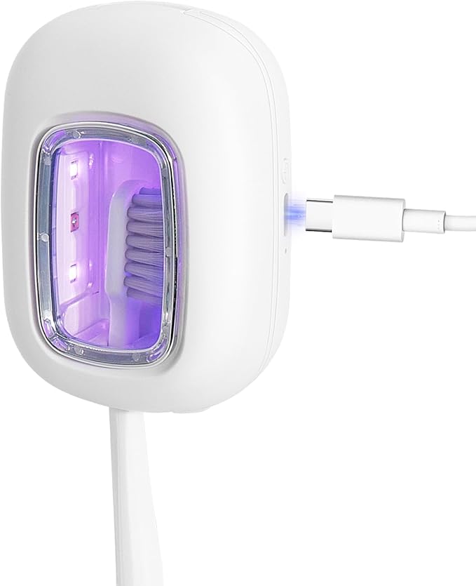 UV Toothbrush Covers Case and Holder,Dual UVC Light(2X Stronger), Clear Window,Toothbrush Cleaner Portable Brush Cover and Travel Case Fits Most Electric and Manual Toothbrushes