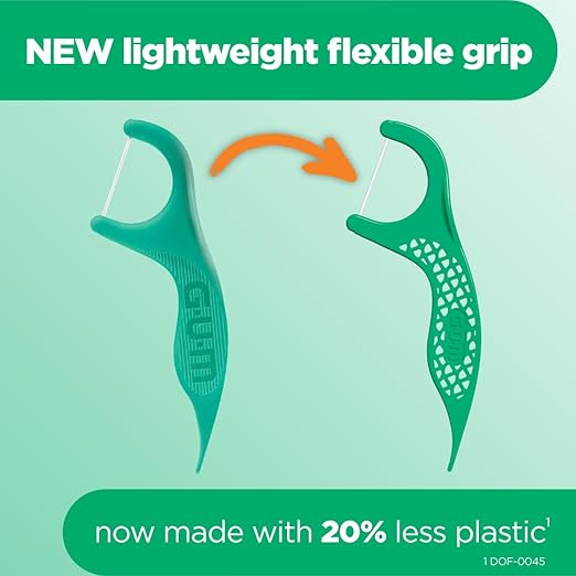 GUM Professional Clean Floss Picks - Extra Strong Shred-Resistant Floss, Easy Grip Handle - Dental Flossers for Adults - Fresh Mint Flavor, 90 Count