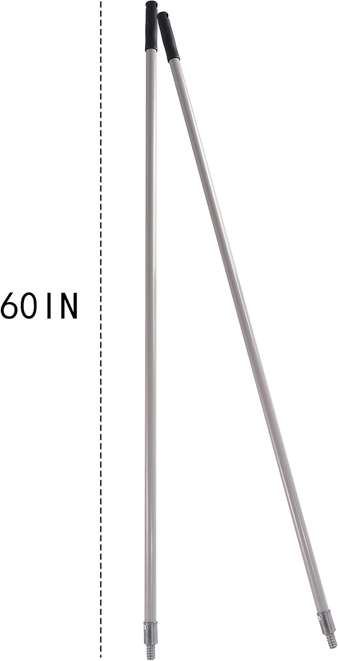 Matthew Cleaning Commercial Screw On Mop Handle for Floor Cleaning Heavy Duty Mop Head Replacement Holder 60inch with Threaded Metal Tip(Gray, 6 Pack)