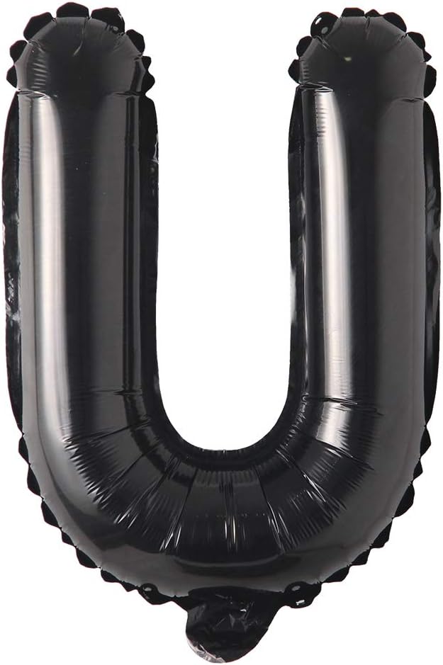 Black 28 inch Letter Balloons Alphabet Number Balloons Foil Mylar Party Wedding Bachelorette Birthday Bridal Baby Shower Graduation Anniversary Celebration Decoration (Can not Float) (28 inch Black U)
