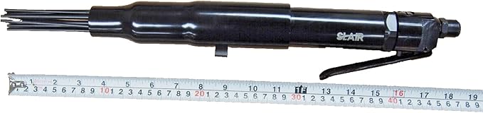 SLAIR 18" Pneumatic Needle Scaler - 5000 BPM with 19 Heat-Treated Needles, Removes Paint, Rust & Welding Slag - Adjustable Bayonet Lock, 1/4" NPT Air Inlet (Includes Oil Can & Connector, Model XX558)