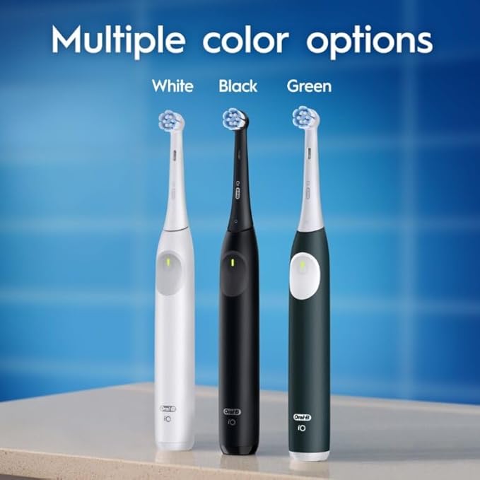 Oral-B iO Series 2 Rechargeable Electric Powered Toothbrush Starter Kit, Forest Green with 2 Brush Heads - Automatic Pressure Sensor to Protect Gums - 3 Modes - 2 Min Timer
