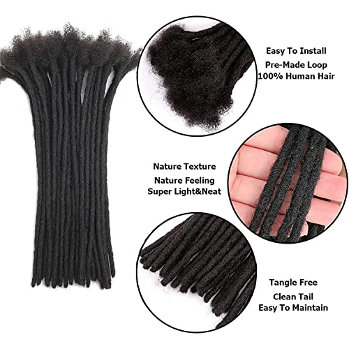 Dreadlocks Extension Human Hair 12inch 0.6cm 40 Strands Locs Extensions Real Human Hair For Women 100% Full Handmade Permanent Dreadlock Extensions An Be Dyed Bleached Curled (Natural Black)