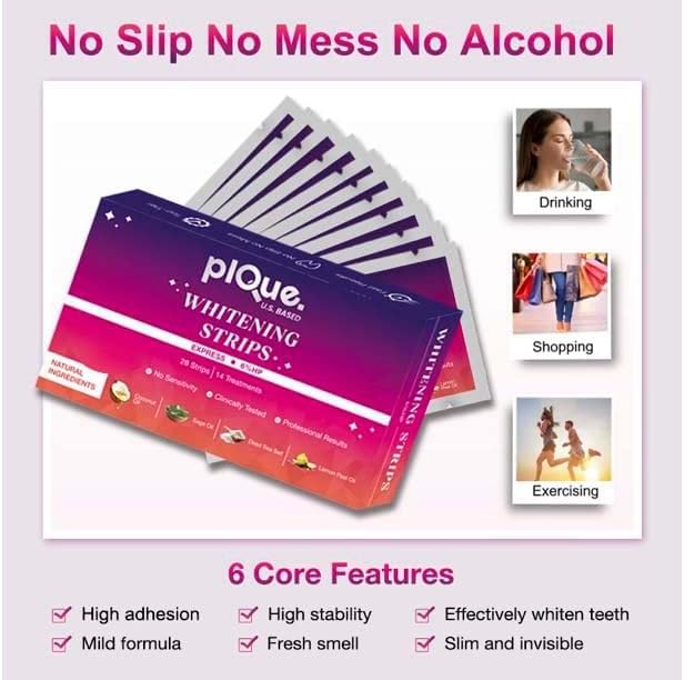 Teeth Whitening Strips 14 Treatments - Fast Acting 6% Hydrogen Peroxide Formula, Natural Ingredients, Deep Stain Removal - Oral Care with Coconut Oil, Sage, Lemon Peel, Dead Sea Salt (28 Strips)