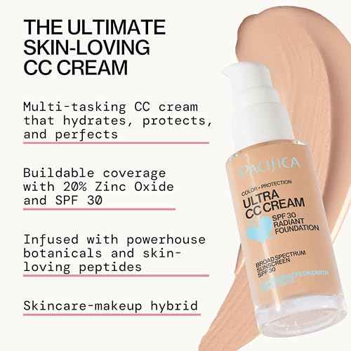 Pacifica Ultra CC Cream Radiant Foundation SPF 17 - Warm-Light ? Medium Coverage Color Correcting Cream, Dewy Finish, Mineral SPF, 1 oz