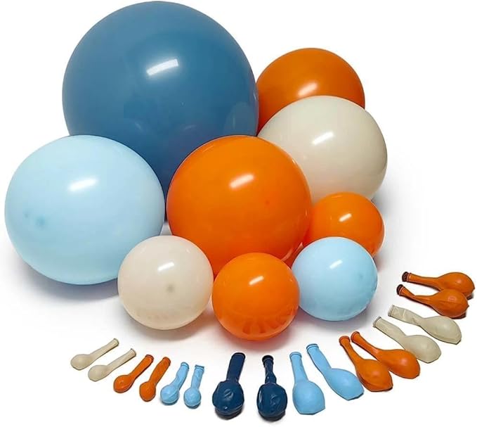 Blue White Balloon Arch Double Stuffed Latex Orange Dusty Blue Sand White Balloon Garland for Birthday Baby Shower Cow Boy Girl Sport Anniversary Party Decor