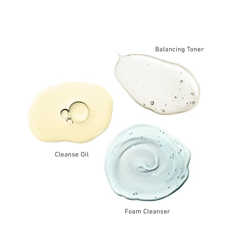 AbsoluteJOI Double Cleansing Kit in TSA Compliant Travel Size Bottles (20 ml). Three products included - Make Up Removal Cleansing Oil, Foaming Facial Cleanser & Aloe Face Toner