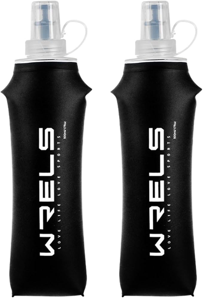 Folding Soft Flask Portable Collapsible Running Lightweight Water Bottle for Outdoor Sports,Travel with Mouthpeice Cover