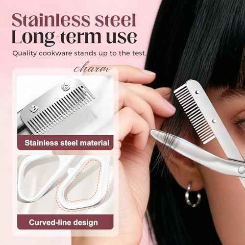 Eyebrow Trimmer Scissor, 2-in-1 Professional Eyebrow Scissors with Comb, Portable Razor for Home Use, Removal Shaping Tool for Women (White)