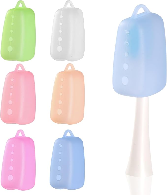 Serqd 6 Pack Silicone Toothbrush Covers, Travel Toothbrush Head Caps for Manual and Electric Toothbrushes, Breathable Hygienic Toothbrush Protector to Keep Toothbrush Fresh and Clean