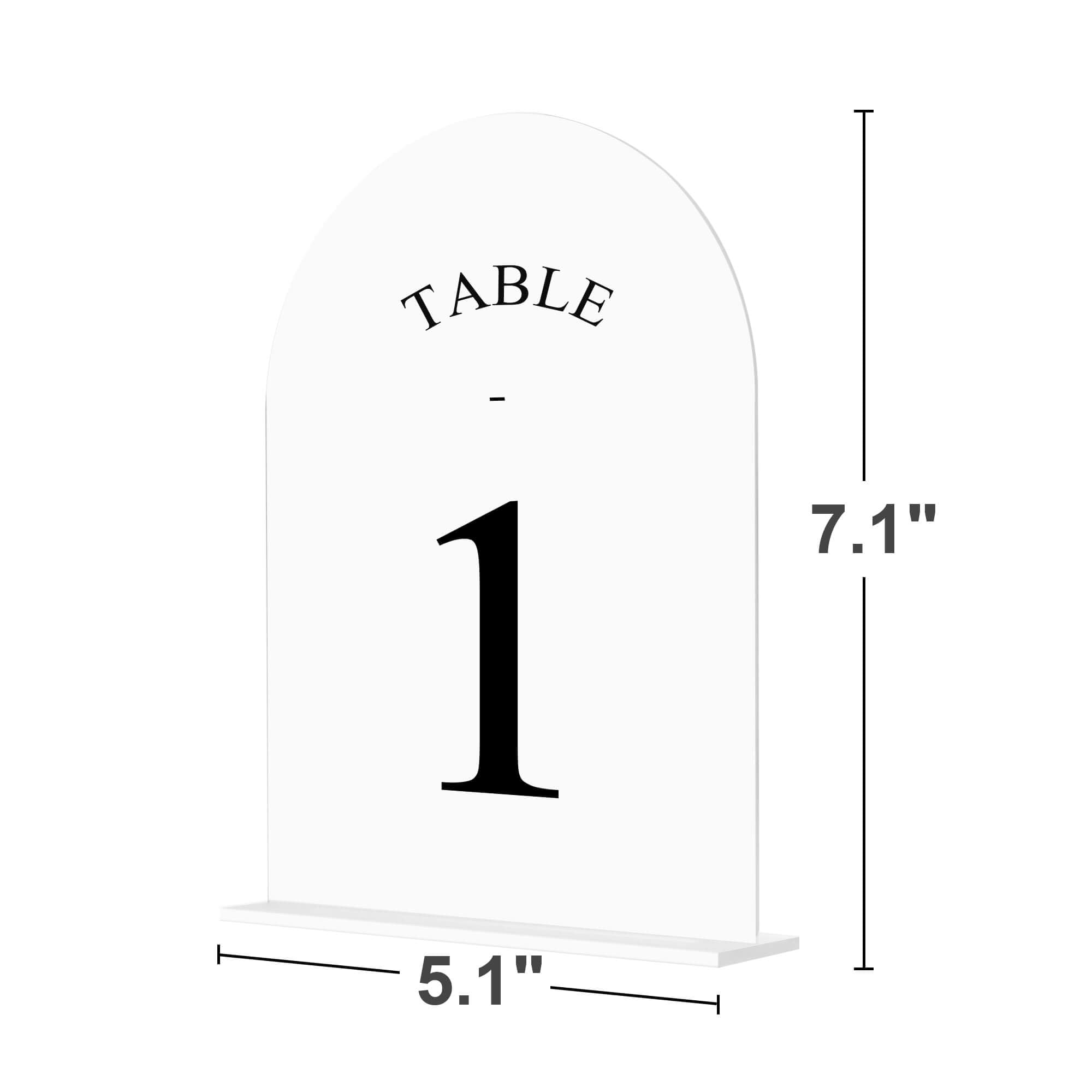 JOYIT Arch Wedding Table Numbers 1-50 with Stands – Double-Sided Printed 5" X 7" Acrylic Signs with White Background and Black Text, Perfect for Wedding Receptions, Parties, Anniversaries, and Events