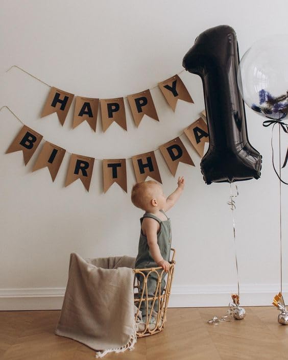 Black Number 1 Balloon for First Birthday 40 Inch, 1st One Number Balloons Birthday Decorations for Girl Boy Toddler Baby