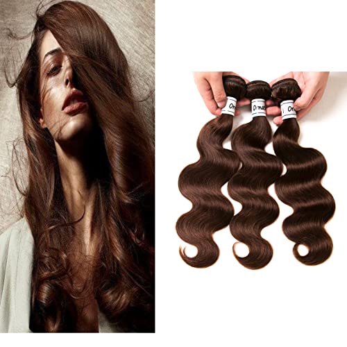 Body Wave Light Brown Bundles Human Hair Brazilian Body Wave Hair Extensions Sew In 9A Grade Virgin 100% Unprocessed Remy Human Hair Weave Extensions (Body 4#, 16 18 20inch)
