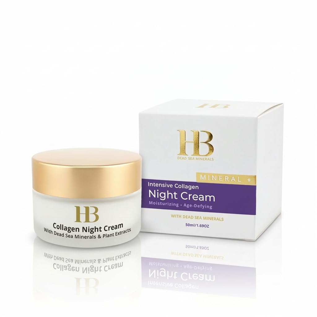 H&B HB Intensive Collagen Night Cream with Dead Sea Minerals – Anti-Aging Night Cream for Women with Aloe, Vitamin C and E & Botanical Oils – Deep Hydrating Facial Moisturizer 50ml.