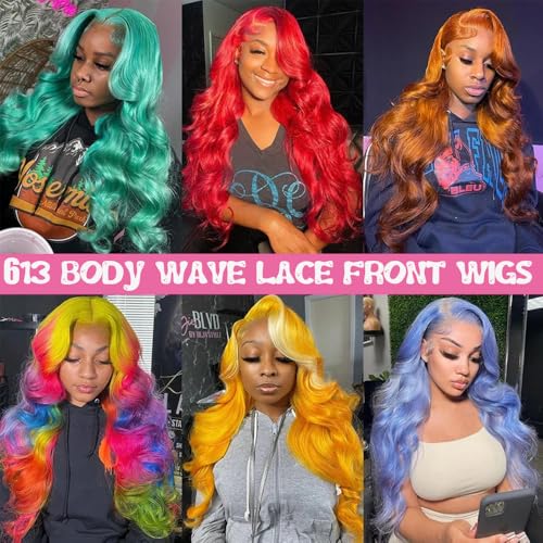 613 Lace Front Wig Human Hair 30 Inch 13x4 Blonde Wigs Human Hair Pre Plucked Body Wave Blonde Lace Front Wigs Human Hair 180% Density 613 HD Glueless Lace Frontal Wig Human Hair for Women