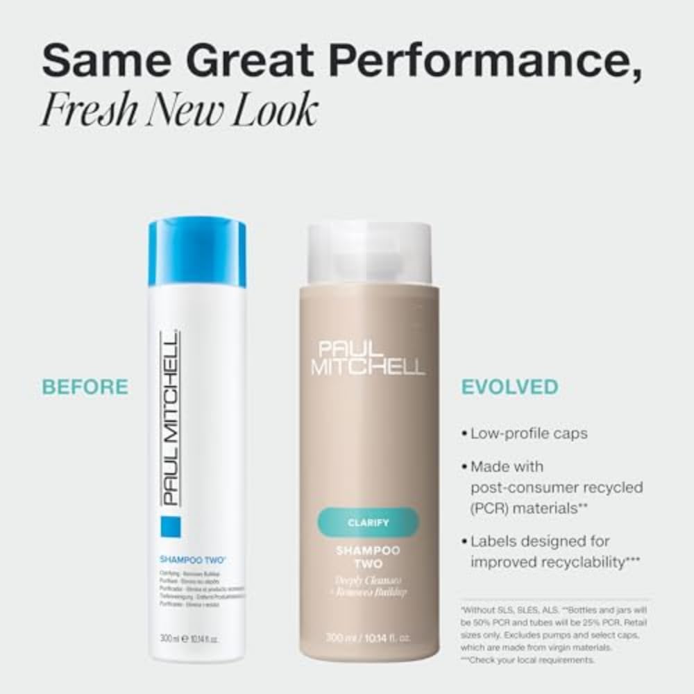 Paul Mitchell Shampoo Two,Clarifying Shampoo,Deep Cleanses + Removes Buildup,For All Hair Types,Especially Oily Hair,33.8 fl. oz.,(Pack of 2)