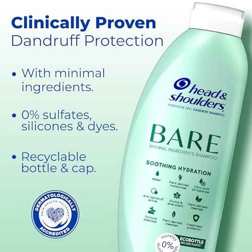 Head & Shoulders BARE Dandruff Shampoo Twin Pack, Soothing Hydration, Sulfate-Free, Silicone-Free, Dye-Free, Eco-Friendly Bottles, Safe for All Hair Types, 13.5 Fl Oz Each (Set of 2)