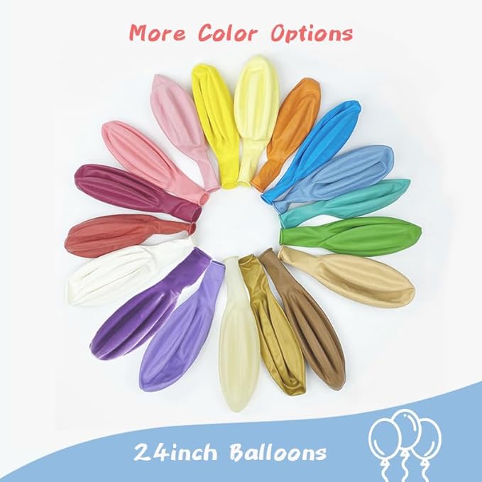 AZOWA 24 Inch Black Balloon 10 Large Latex Balloons for Party Wedding Birthday Baby Shower Decoration (Black, 10 Pcs)