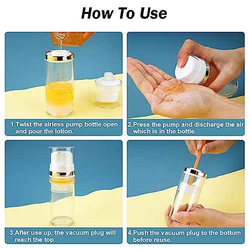 Cosywell Airless Pump Bottles 3.4oz/100ml Empty Moisturizer Pump Dispenser Airless Cosmetic Pump Container Travel Pump Bottles for Toiletries Shampoo Lotion and Cream Clear 2 Pack