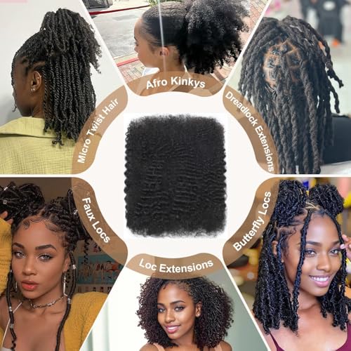 Highlight Ombre Afro Kinkys Bulk Human Hair for Micro Twists 26 Inch Dreadlock Extensions Kinky Curly Bundles Human Braiding Hair for Woman 50g/PCS