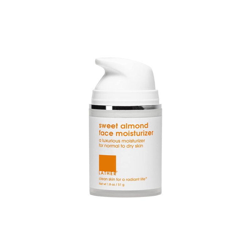 LATHER Sweet Almond Face Moisturizer - Hydrating Moisturizer for All Skin Types - Gentle & Light Face Lotion for Women & Men - 2 Fl Oz