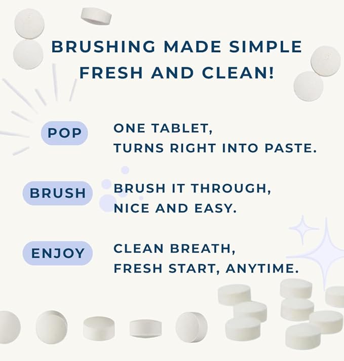 Smile More Toothpaste Tablets with Fluoride & nHAp - Vegan, Enamel Strengthening, Zero Waste, Eco-Friendly Tin (62 Tablets, Fresh Minty Yuzu, Travel-Friendly)