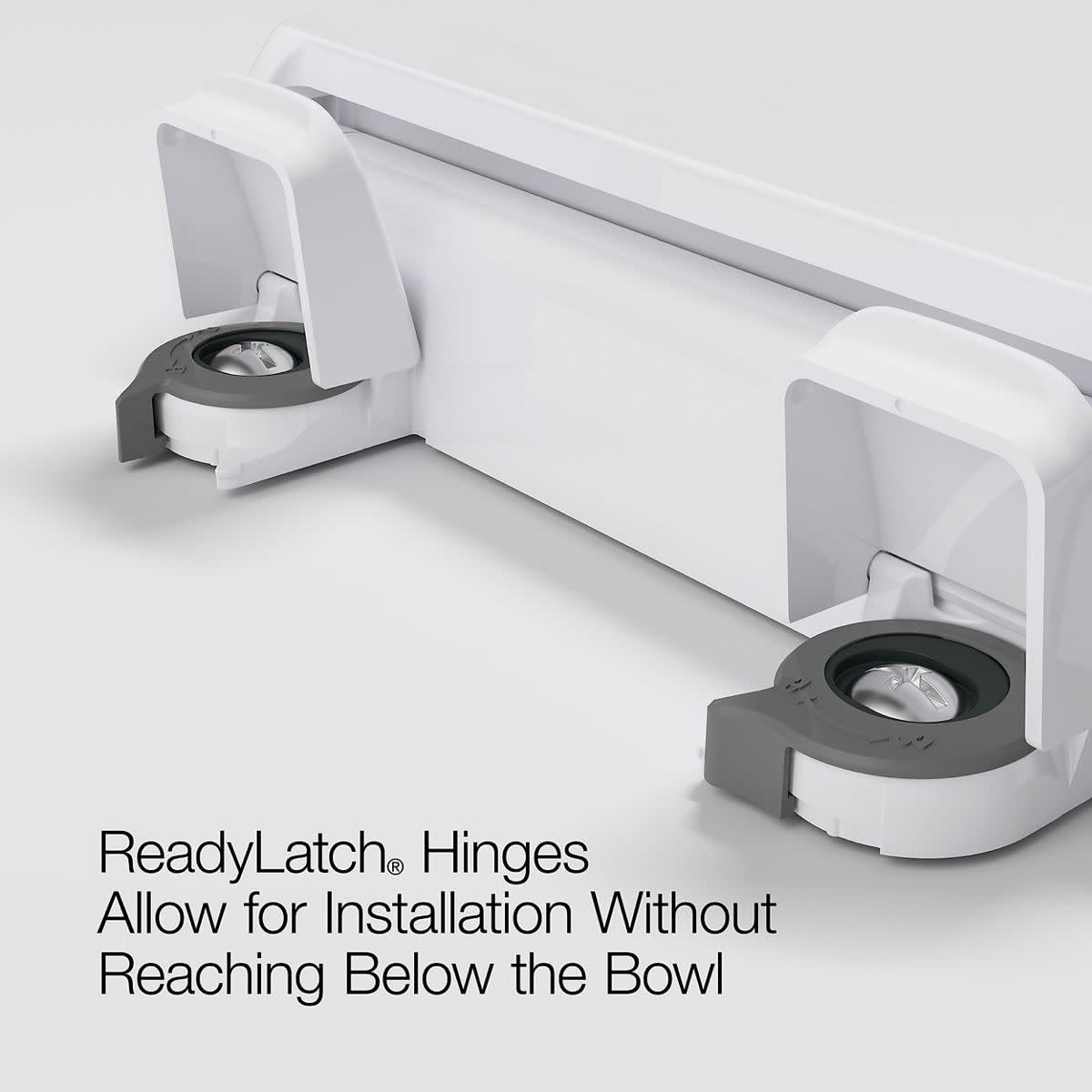 Kohler 4636-RL-0 Cachet ReadyLatch Elongated Slow Close Toilet Seat, Soft Close Quiet Lid, Contoured Grip-Tight Bumpers Installation Hardware, Apartment Essentials, White