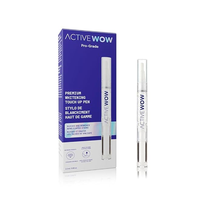 Active Wow 24K Whitening Pen for Teeth - Tooth Whitening Pen, Pen Whitening Teeth, Teeth Stain Remover, Gel Pen, Dental Grade Formula Whitening Pens, Fluoride Free, No Sensitivity, Easy to Use - Mint