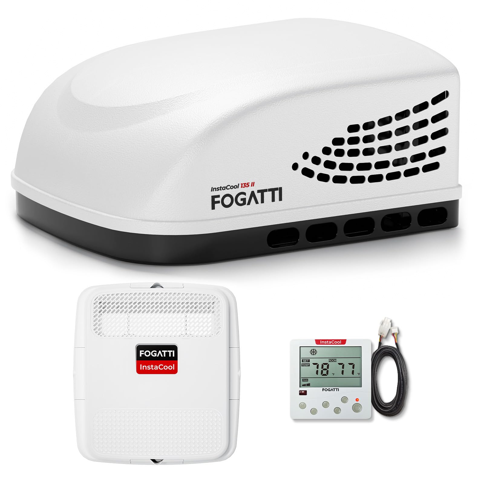FOGATTI RV Air Conditioner InstaCool 13500BTU Non-Ducted, Rooftop AC Unit RV, All in One Unit, Easy Install, Quiet AC, For Campe