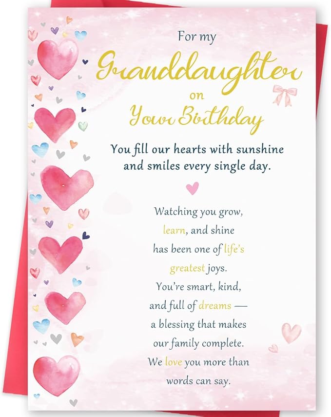Granddaughter Birthday Card, Unique Birthday Cards for Granddaughter, Adult Gifts from Grandma Grandpa Grandparents