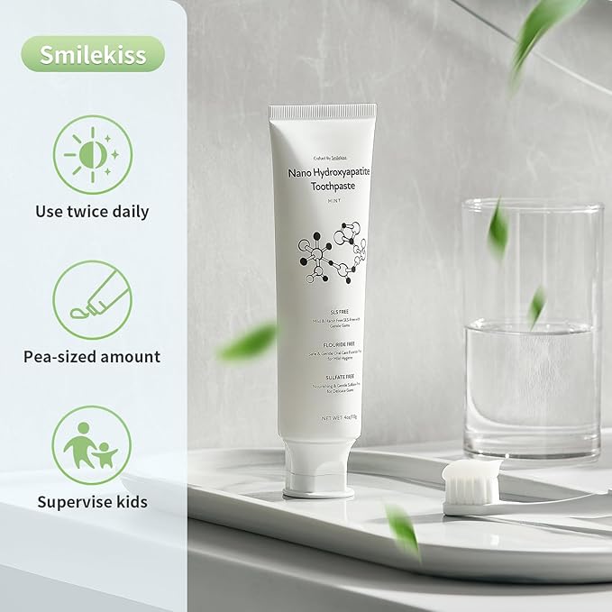 Fluoride Free Toothpaste with Nano Hydroxyapatite – Dentist Recommended for Remineralizing & Sensitive Teeth Relief – Mild Mint Natural Toothpaste for Adults & Kids, 8oz