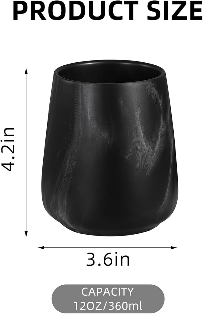 Marble Black Toothbrush Holder for Bathroom - Ceramic Tooth Brushing Holders, Toothbrush Cup, Toothpaste Organizer for Bathroom Countertop, Makeup Brush Holder, Pen Holder for Home Desktop Storage