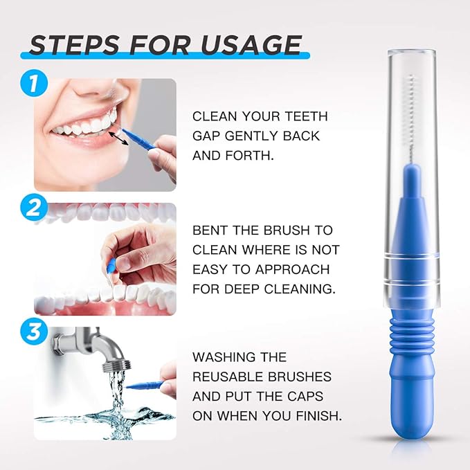 RAZOKO Interdental Brush, Flossing Head,Easy Use Tooth Cleaning Tool (1Pack(2.5mm/3mm)-88pcs)