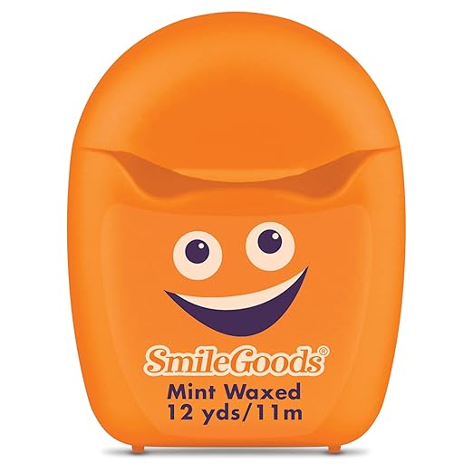 Practicon SmileGoods Cuties Mint Waxed 12 Yard Dental Floss, Mini Sample Size Floss for Giveaways, Travel, Kids, Adults, Patients, Assorted Bright Colors with Display Canister, Bulk 72 Pack