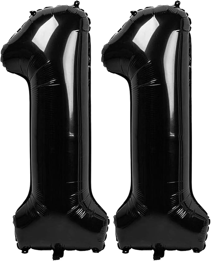 11 Balloon Number, Black Number 11th Birthday Balloons 40 Inch, 11 Years Old Black Birthday Decorations for Boys Girls, 11th Anniversary Decorations