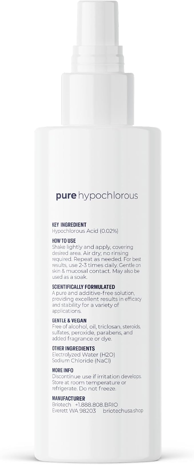 BRIOTECH Pure Hypochlorous Acid Spray and Cleanser, Original Premium HOCl Topical Solution, Multi-Purpose Cleaner, Family Approved & Pet Friendly, 2 fl oz Travel Size