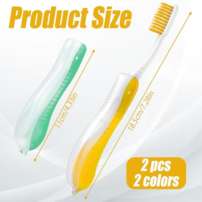 2 Packs Travel Toothbrushes, Portable Foldable Toothbrush Travel, Soft Medium Bristles Small Toothbrush for Camping Hiking Traveling School