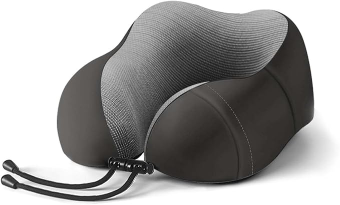 Neck Pillow for Traveling,Premium Memory Foam Travel Neck Pillow for Airplane,Soft Smooth & Breathable Cover,Adjustable Headrest Sleep Flight Pillow for Plane,Car,Office and Home,Black