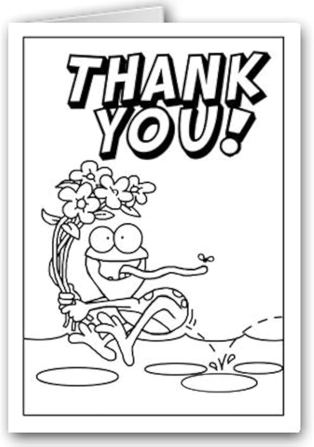 Stonehouse Collection | Kids Color-In Thank You Cards | Cute Frog Design | Fun DIY Cards for Children to Personalize & Color