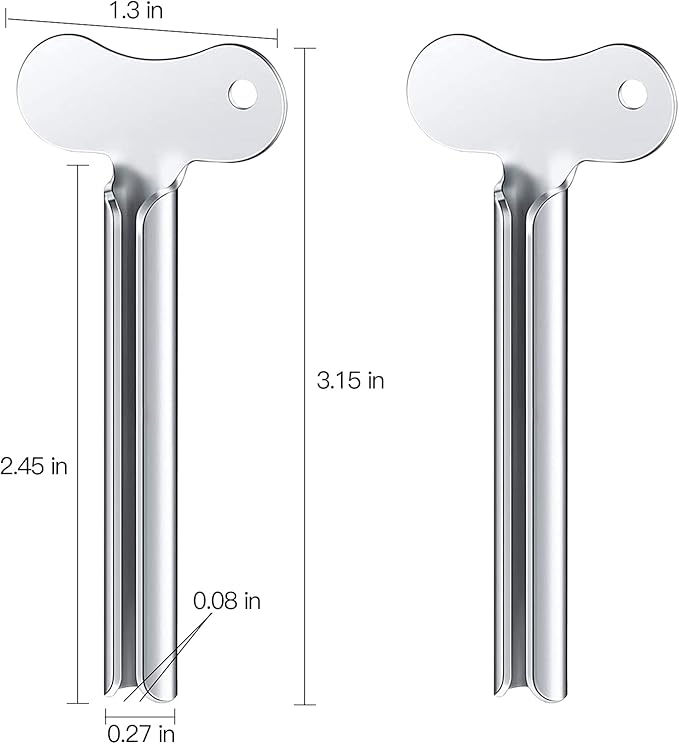 ZOCONE Toothpaste Squeezer, 6pcs Metal Tube Squeezer Key Stainless Steel Toothpaste Roller Tube Wringer for Paint, Cream, Cosmetic and Hair Dye(E)