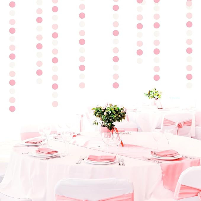 Light-Pink White Girls-Birthday Party-Decoration Garland - 52ft Baby Bridal Shower Blush Streamers,Valentines Mothers Day Graduation Bachelorette Supplies Banner Decor Lasting Surprise