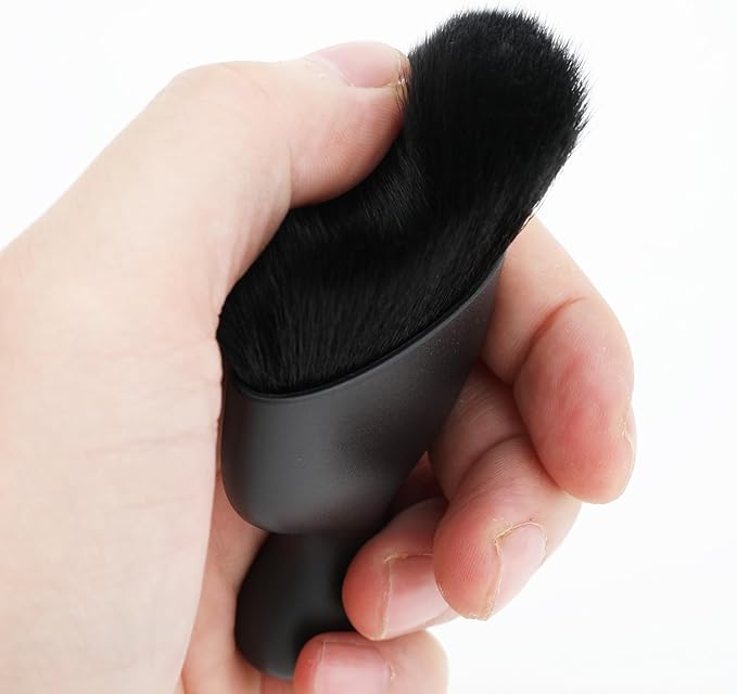 Car Detailing Brush, Soft Bristle Cleaning Brush, Scratch-Free Auto Duster Tool for Dashboard, Air Vents, Leather & Interior Cleaning (Black with Cap)