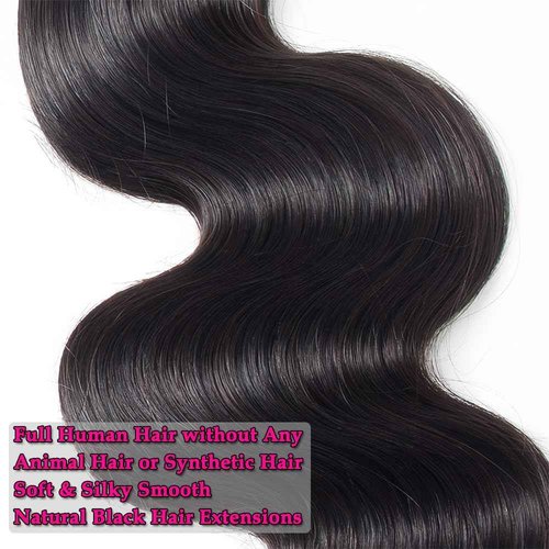 12A Human Hair Bundles 400g Body Wave Bundles Human Hair Extensions 14 14 16 16 Inch Brazilian Virgin Body Wave 4 Pieces Deals Unprocessed Brazilian Quick Weave Extensions Natural Black